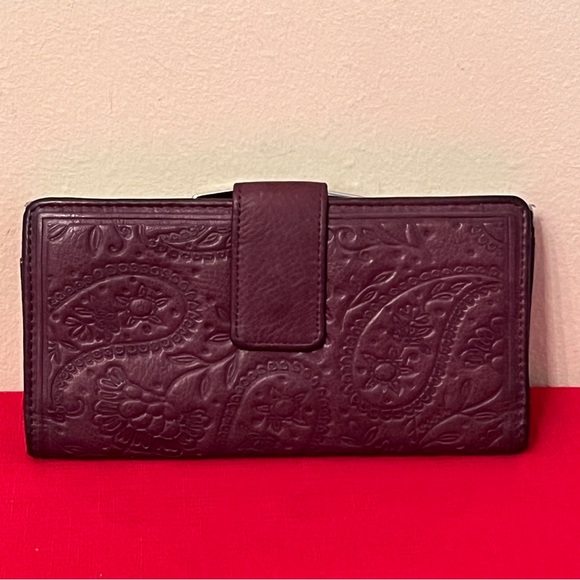 Fossil Handbags - Fossil Burgundy Embossed Leather Wallet